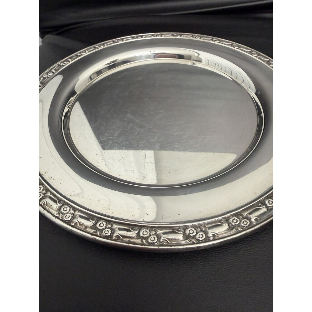 Vintage Silverplate Plate 8” Ornate Floral Rim Serving Decorative Dish
